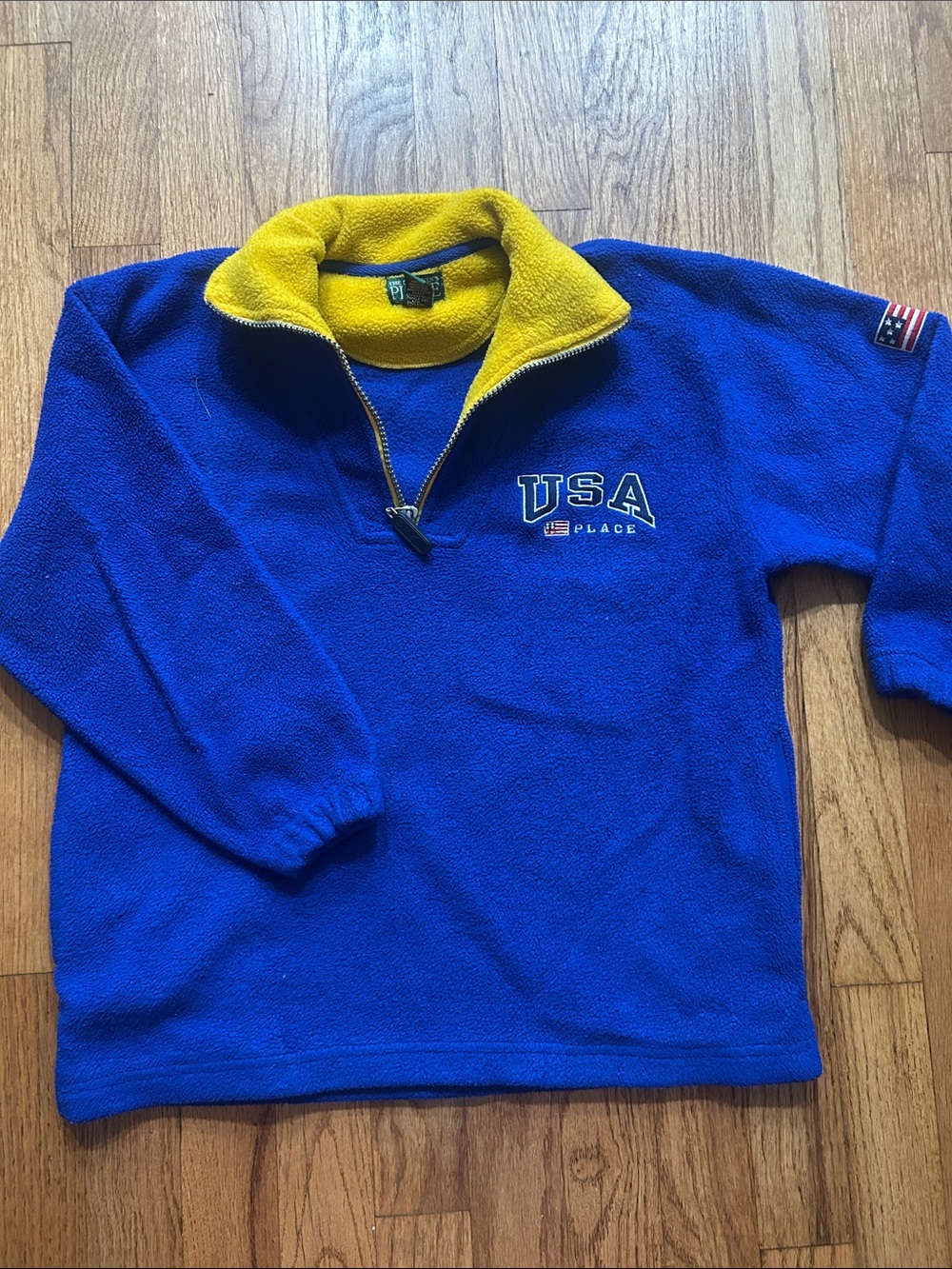 Place Boys Royal Blue Zip-Up Fleece with Yellow Collar